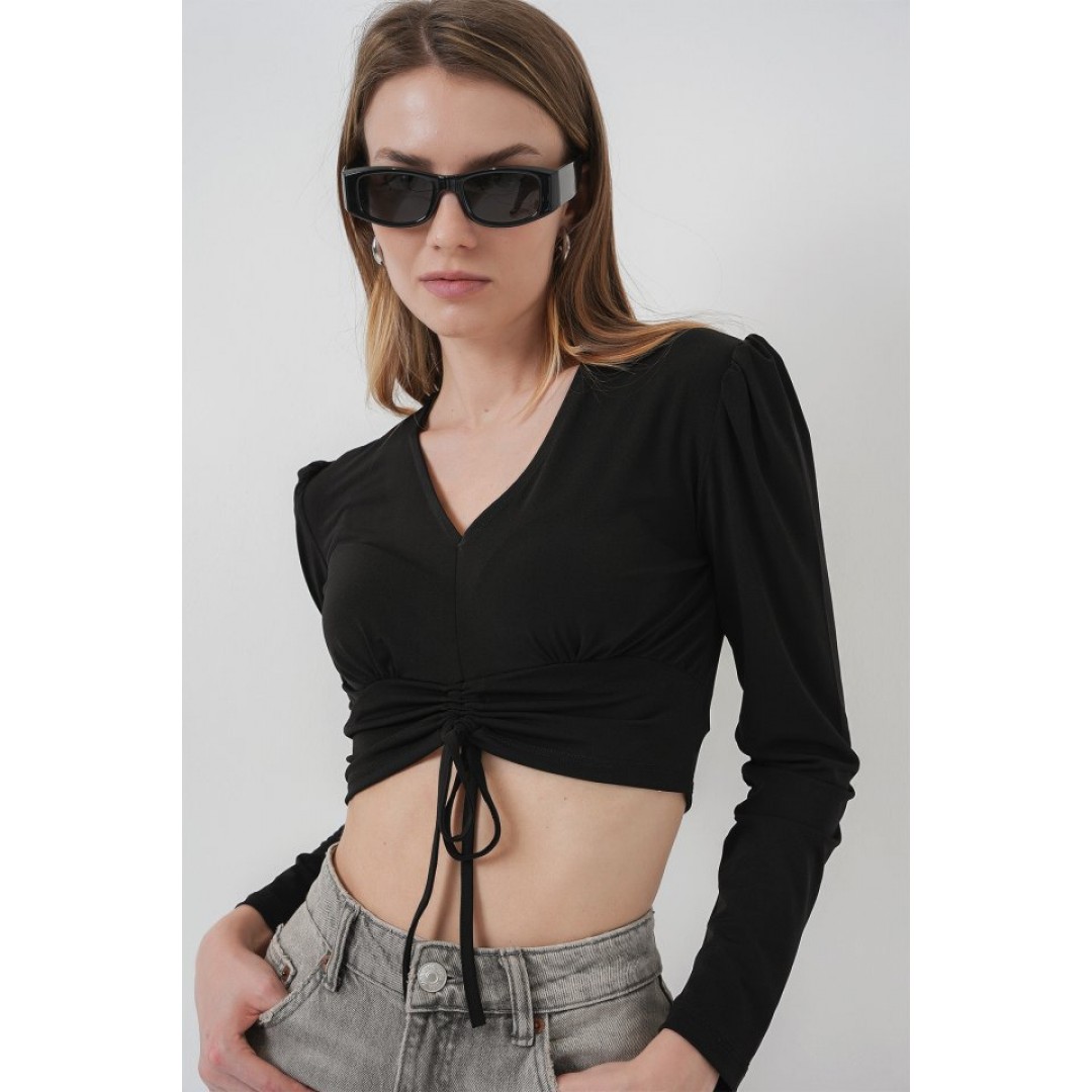936 Sandy Crop Bluz - Siyah 145949