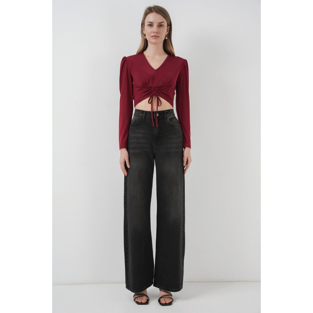 936 Sandy Crop Bluz - Bordo 145950