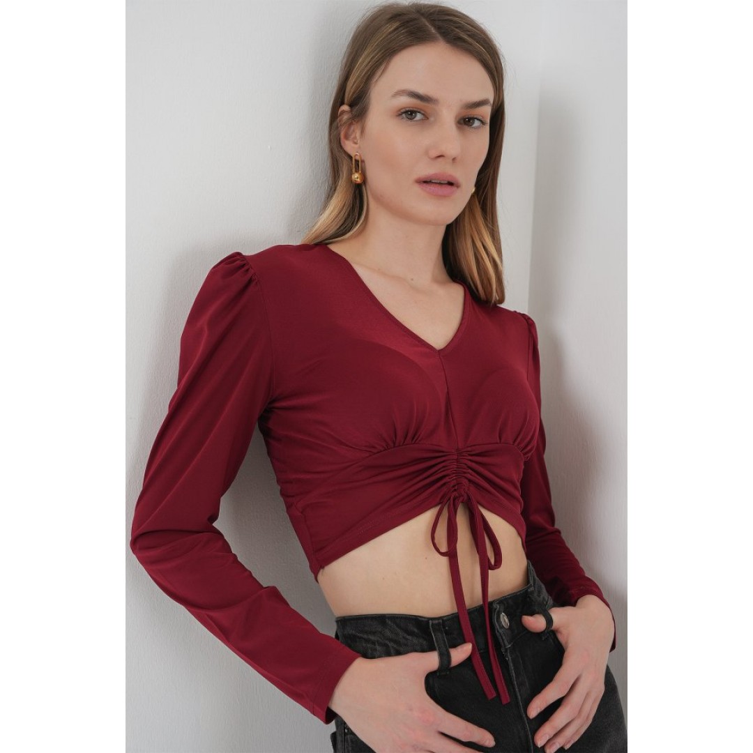 936 Sandy Crop Bluz - Bordo 145950