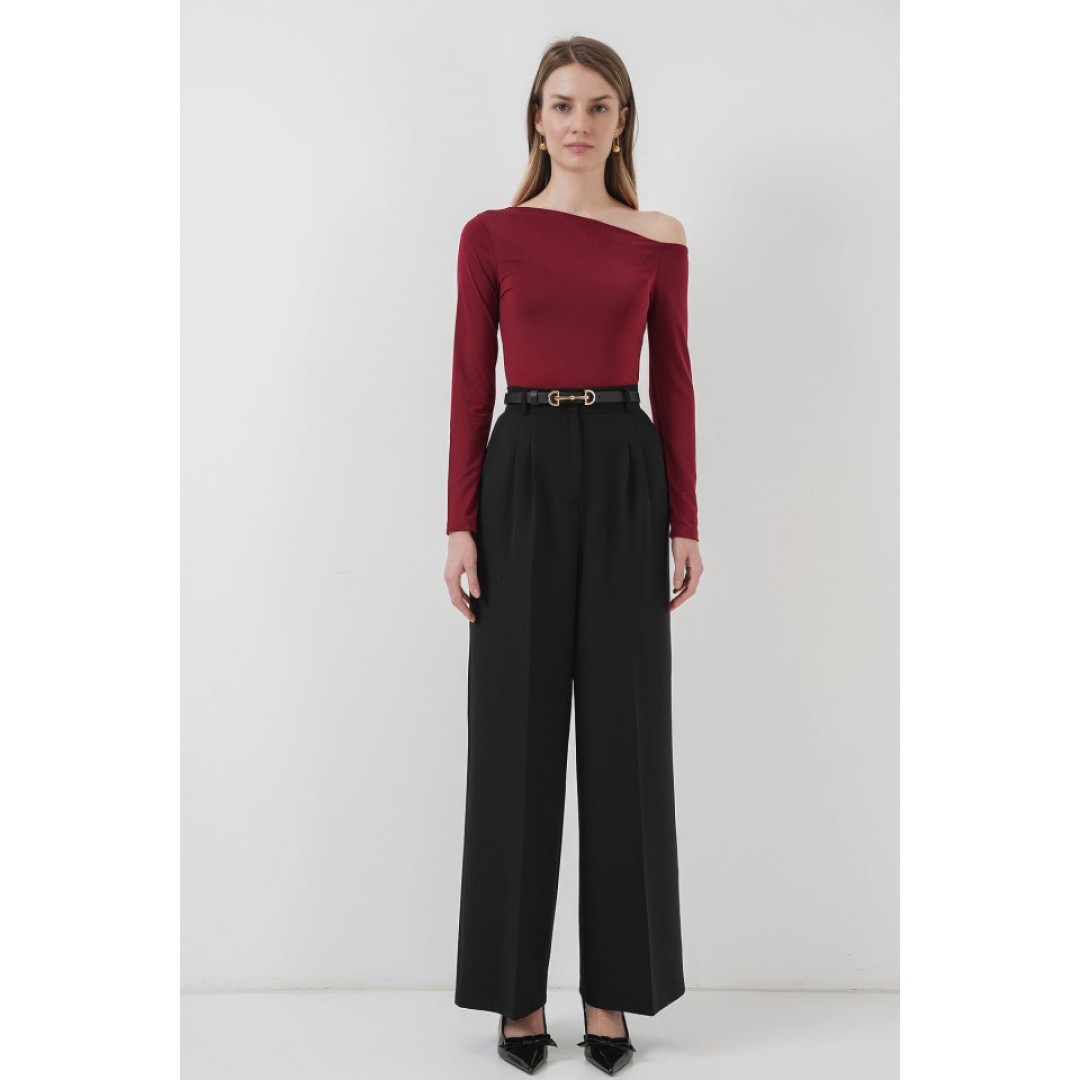 937 Kayık Yaka Sandy Bluz - Bordo 145953 937 Kayık Yaka Sandy Bluz - Bordo 145953