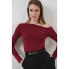 937 Kayık Yaka Sandy Bluz - Bordo 145953 937 Kayık Yaka Sandy Bluz - Bordo 145953
