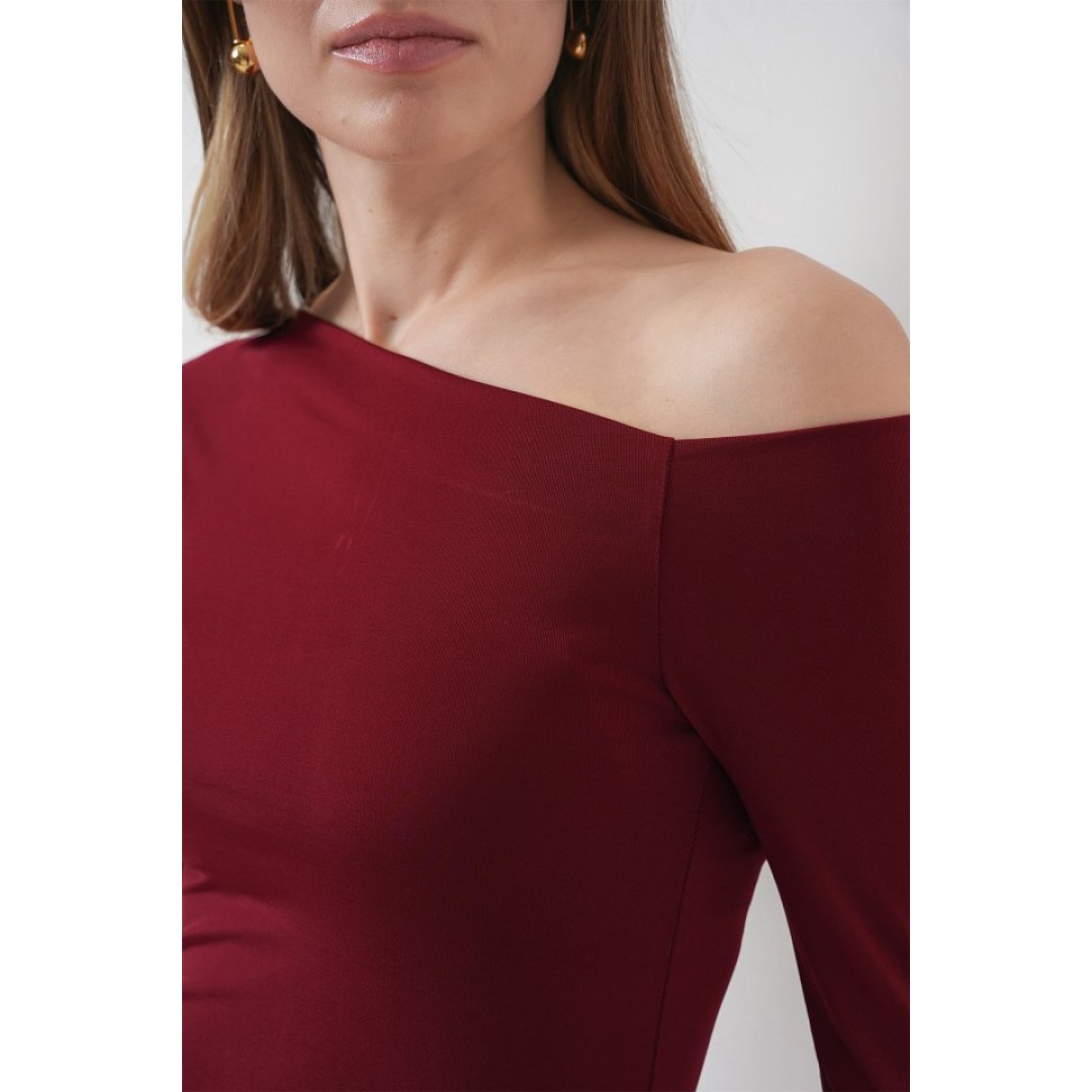 937 Kayık Yaka Sandy Bluz - Bordo 145953 937 Kayık Yaka Sandy Bluz - Bordo 145953