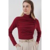 938 Büzgü Detaylı Dik Yaka Sandy Bluz - Bordo 145954 938 Büzgü Detaylı Dik Yaka Sandy Bluz - Bordo 145954