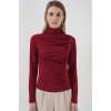 938 Büzgü Detaylı Dik Yaka Sandy Bluz - Bordo 145954 938 Büzgü Detaylı Dik Yaka Sandy Bluz - Bordo 145954