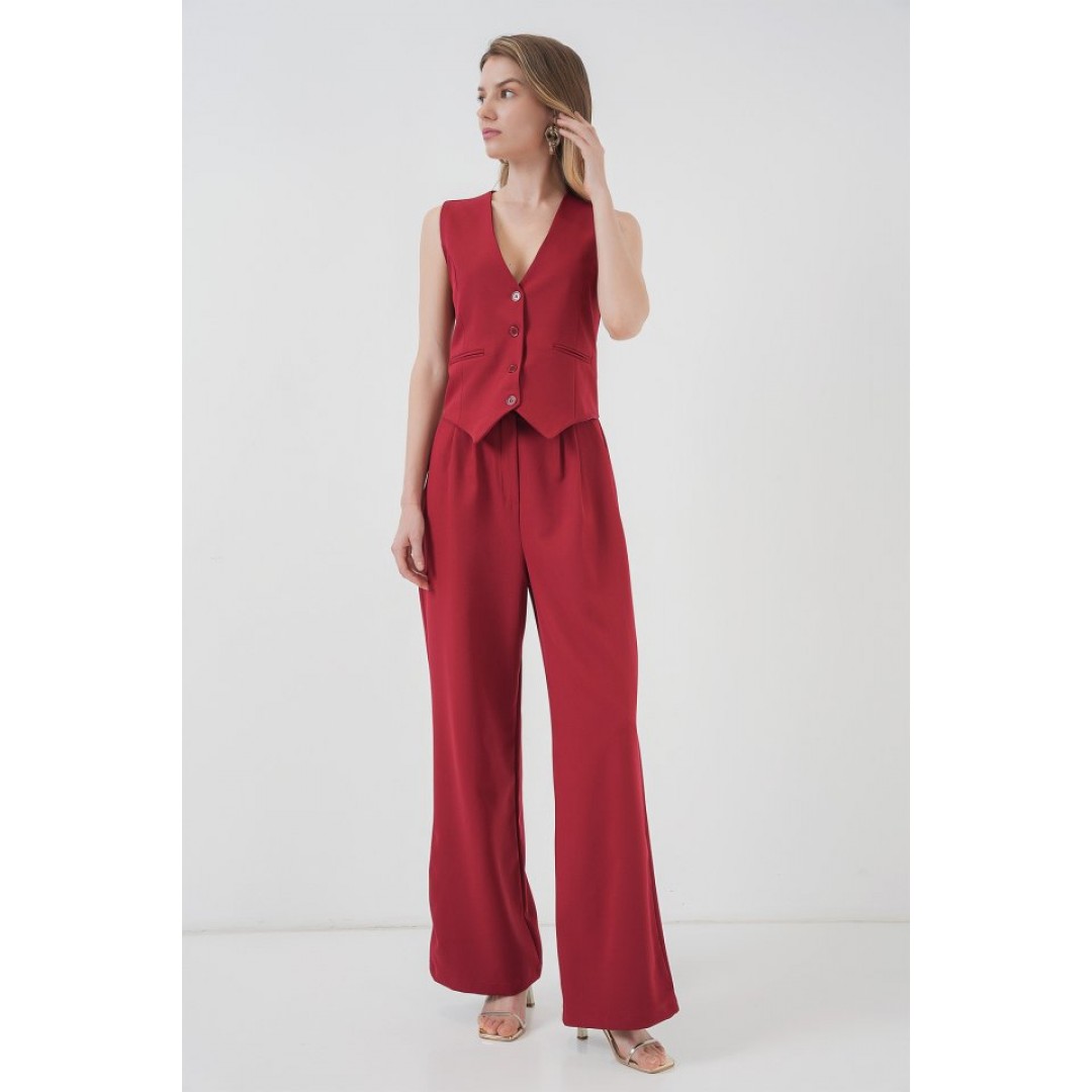 6709 Yelek Pantolon İkili Takım - Bordo 145956 6709 Yelek Pantolon İkili Takım - Bordo 145956