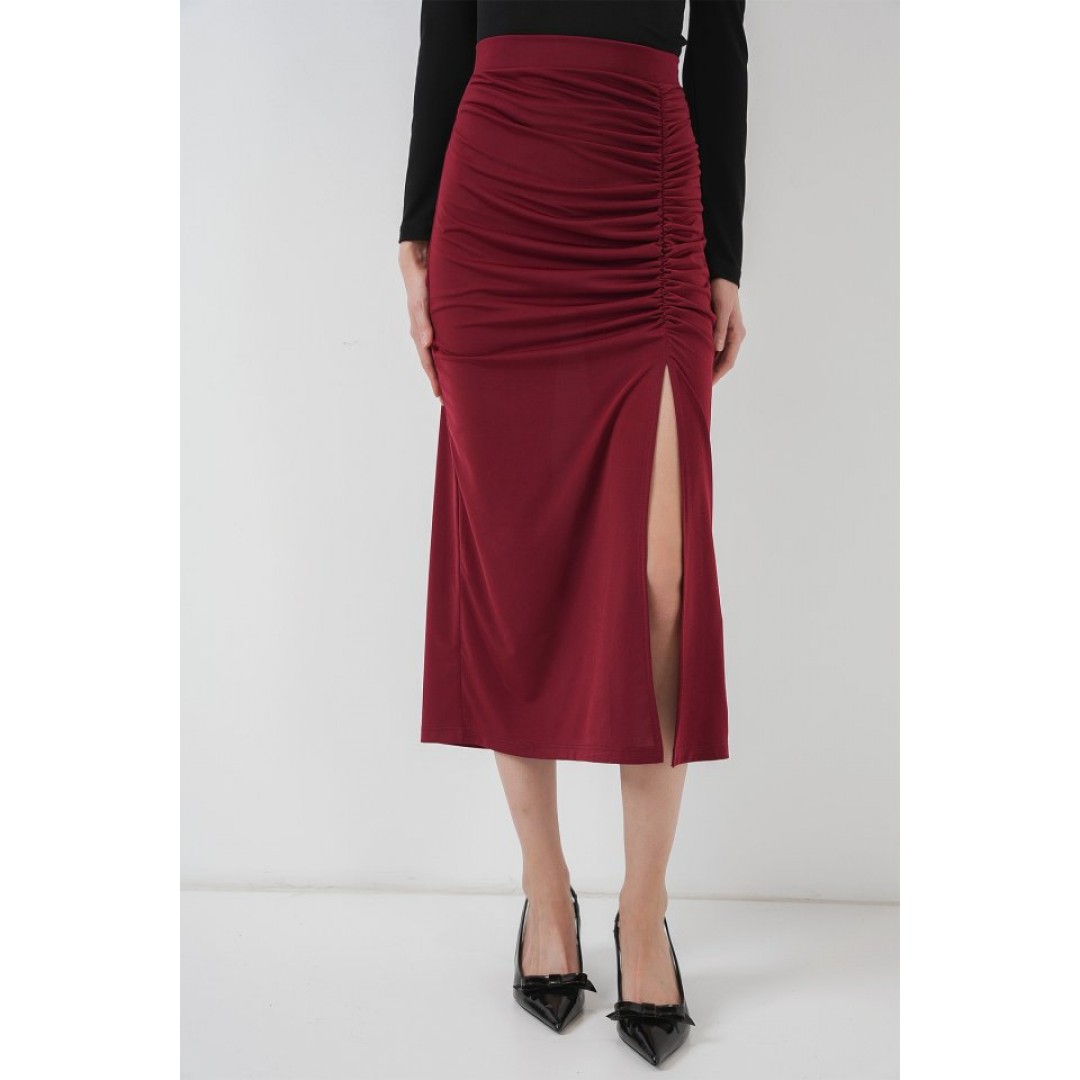 8033 Sandy Yırtmaçlı Etek - Bordo 145962 8033 Sandy Yırtmaçlı Etek - Bordo 145962