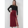 8033 Sandy Yırtmaçlı Etek - Bordo 145962 8033 Sandy Yırtmaçlı Etek - Bordo 145962