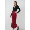 8035 Büzgülü Midi Etek - Bordo - 145964 8035 Büzgülü Midi Etek - Bordo - 145964
