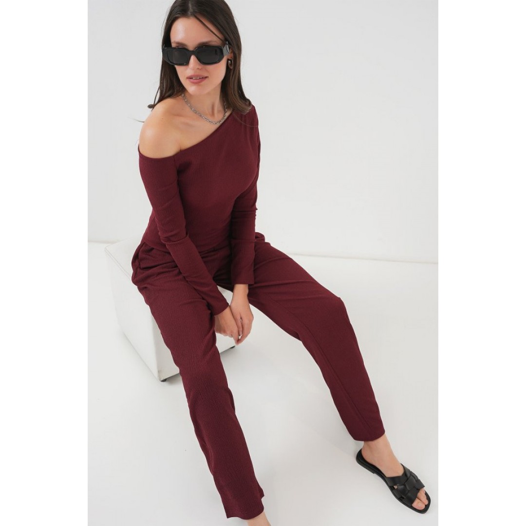 6708 Düşük Omuz Alt Üst Takım - Bordo 145992 6708 Düşük Omuz Alt Üst Takım - Bordo 145992