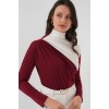 940 Büzgü Detaylı Sandy Bluz - Bordo 145994 940 Büzgü Detaylı Sandy Bluz - Bordo 145994