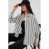 20254 Çizgili Oversize Basic Gömlek - Siyah - Beyaz 146009