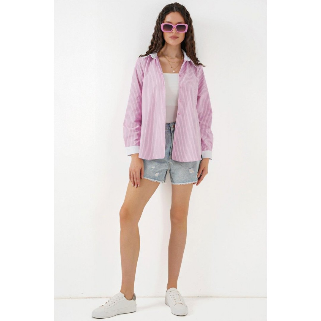 Çizgili Gömlek 20288 - Pembe - 146012 Çizgili Gömlek 20288 - Pembe - 146012