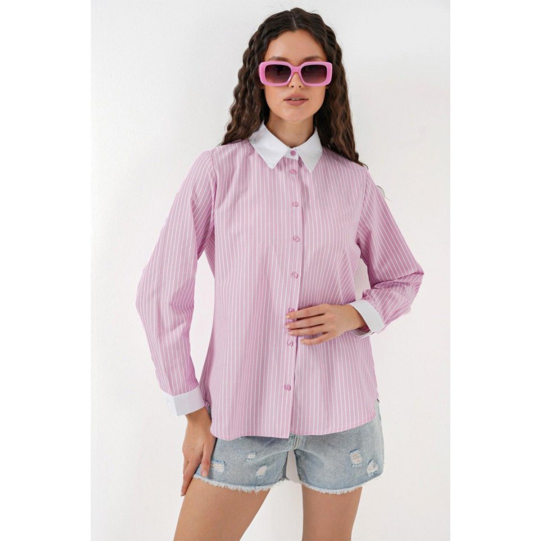 Çizgili Gömlek 20288 - Pembe - 146012 Çizgili Gömlek 20288 - Pembe - 146012