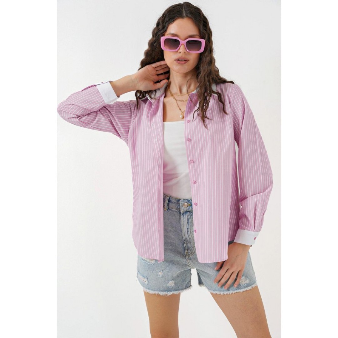 Çizgili Gömlek 20288 - Pembe - 146012 Çizgili Gömlek 20288 - Pembe - 146012