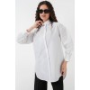 5946 Oversize Uzun Gömlek Tunik - Beyaz 146017 5946 Oversize Uzun Gömlek Tunik - Beyaz 146017