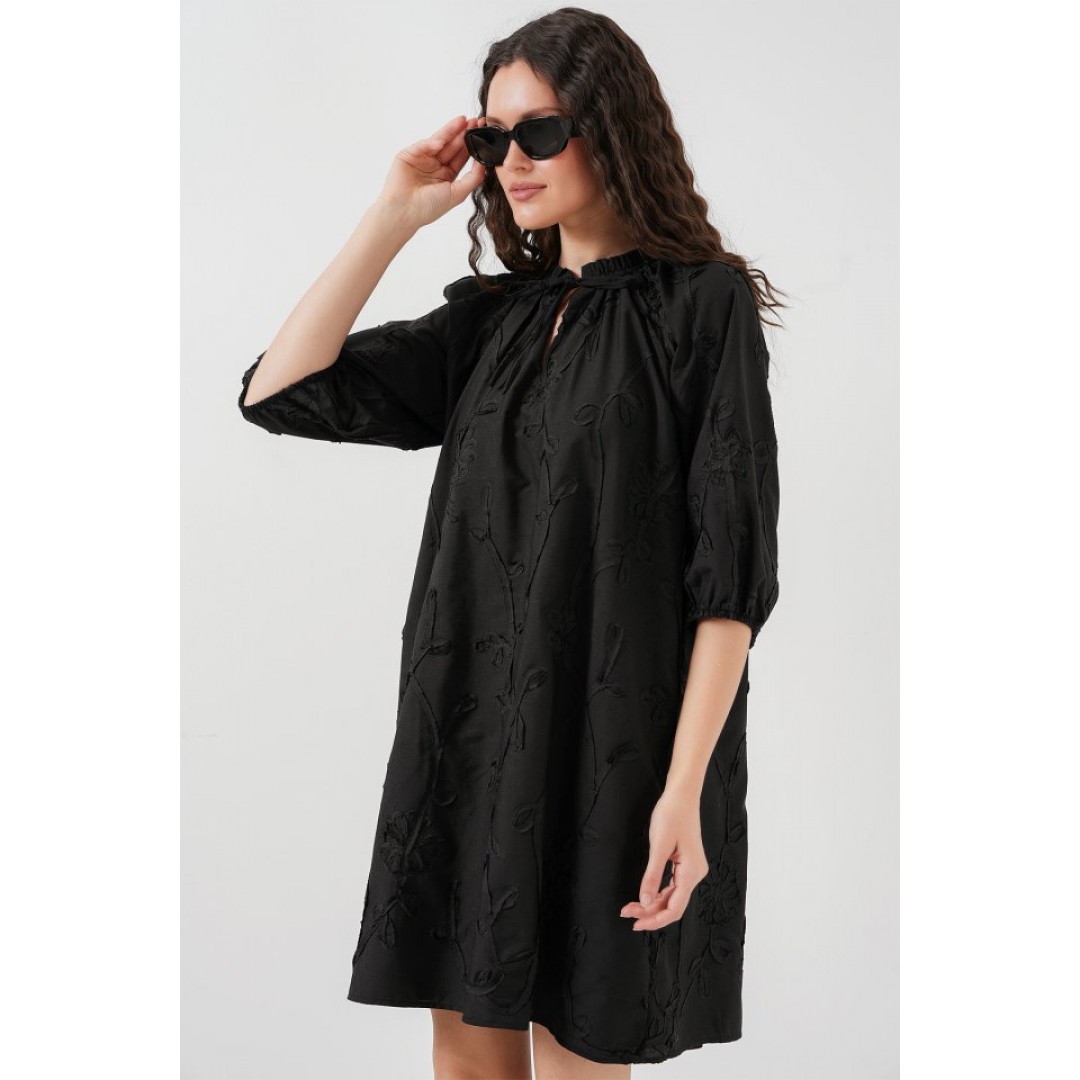 Desenli Kısa Elbise 2528 - Siyah - 146079 Desenli Kısa Elbise 2528 - Siyah - 146079