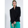 Siyah Kruvaze Yaka Dökümlü Saten Bluz 0492 146117 Siyah Kruvaze Yaka Dökümlü Saten Bluz 0492 146117