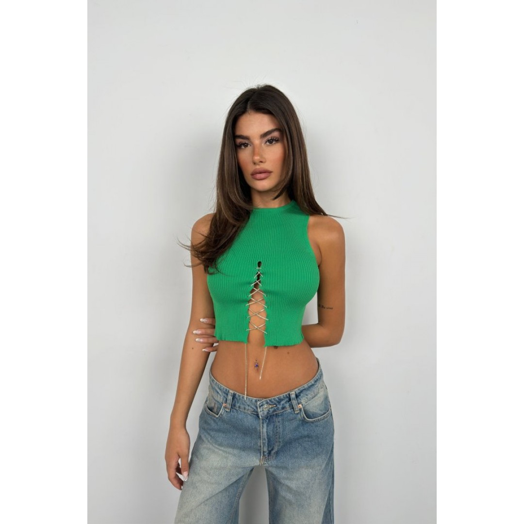 Taş Detay Dekolteli Crop Bluz 146220 Taş Detay Dekolteli Crop Bluz 146220