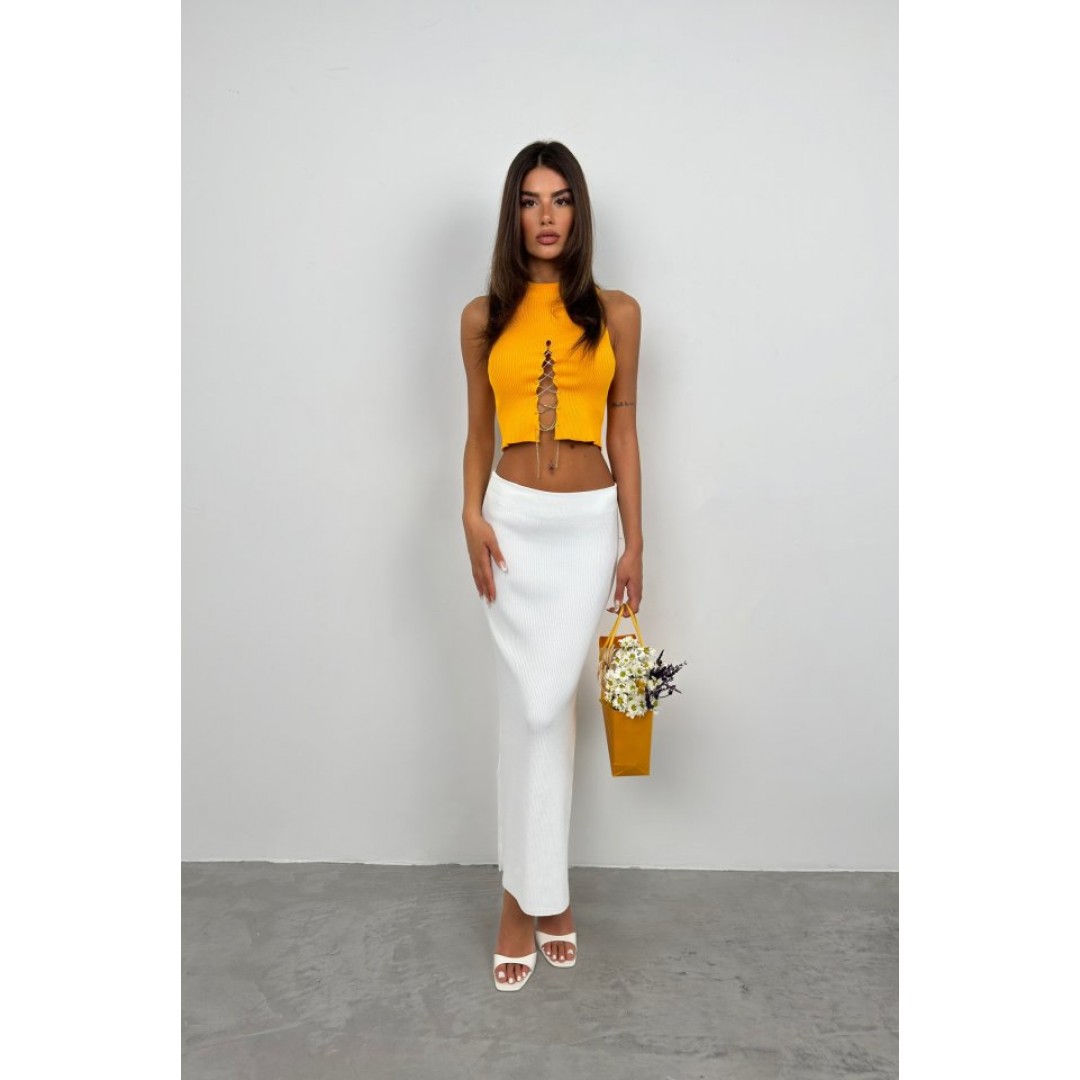 Taş Detay Dekolteli Crop Bluz 146221 Taş Detay Dekolteli Crop Bluz 146221