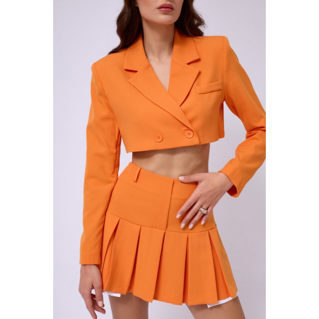 Pileli Etek Crop Ceket Takım 146273