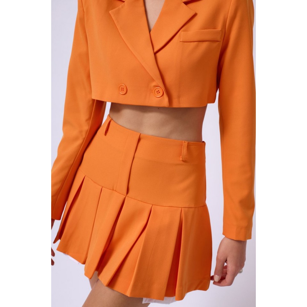 Pileli Etek Crop Ceket Takım 146273