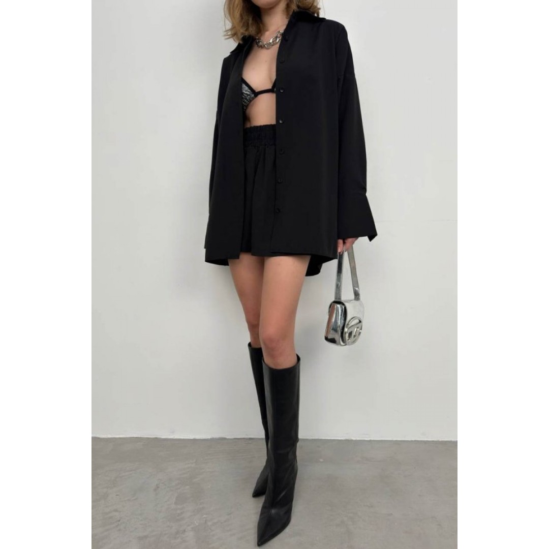 Oversize Gömlek Büzgülü Şort Takım 146281 Oversize Gömlek Büzgülü Şort Takım 146281