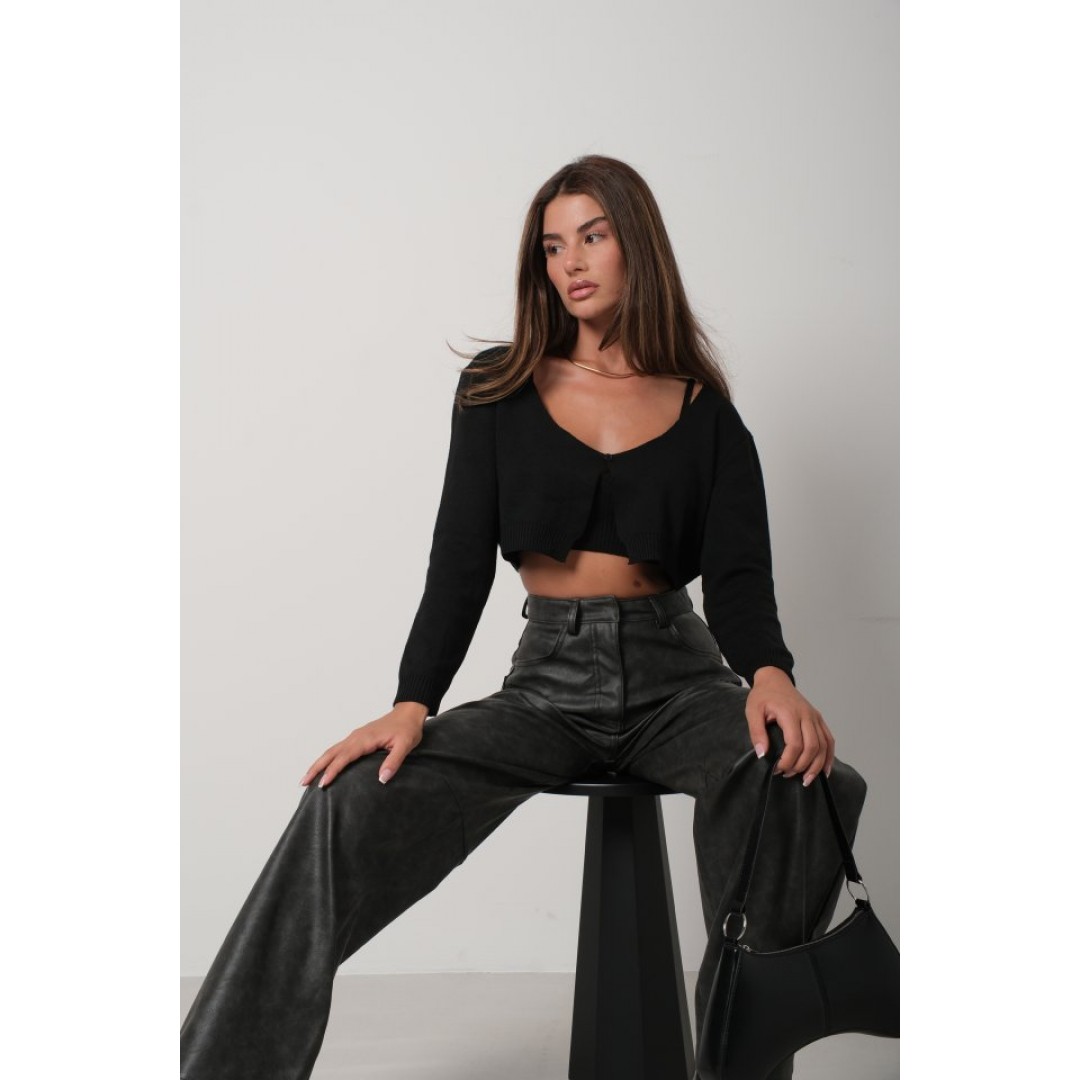 Askılı Bluz Hırka Triko Takım - 146337 Askılı Bluz Hırka Triko Takım - 146337