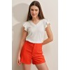 0467 V Yaka Örme Bluz - Beyaz 146370