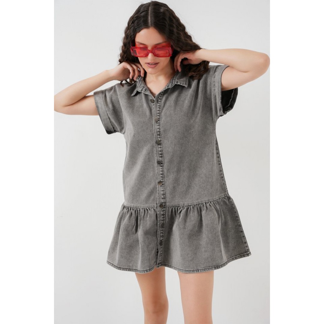 Kısa Kot Elbise 2530 - Füme - 146385 Kısa Kot Elbise 2530 - Füme - 146385