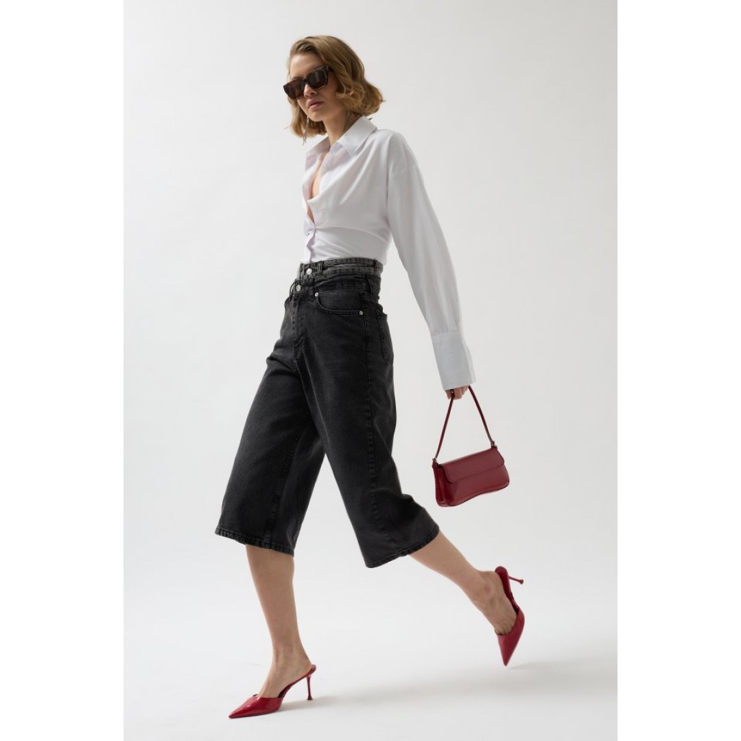 Çift Kemerli Bermuda Denim Şort - 146414 Çift Kemerli Bermuda Denim Şort - 146414