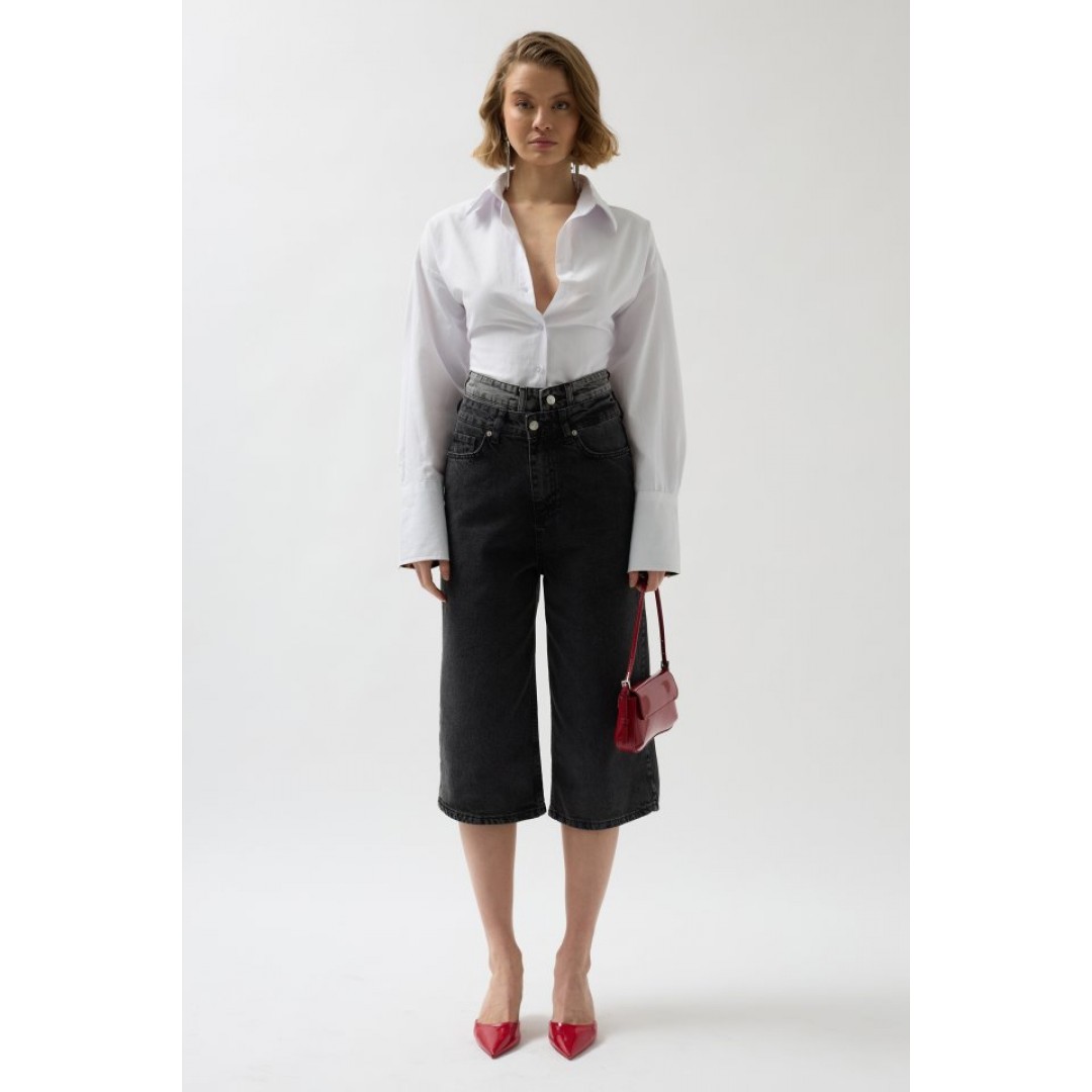 Çift Kemerli Bermuda Denim Şort - 146414 Çift Kemerli Bermuda Denim Şort - 146414