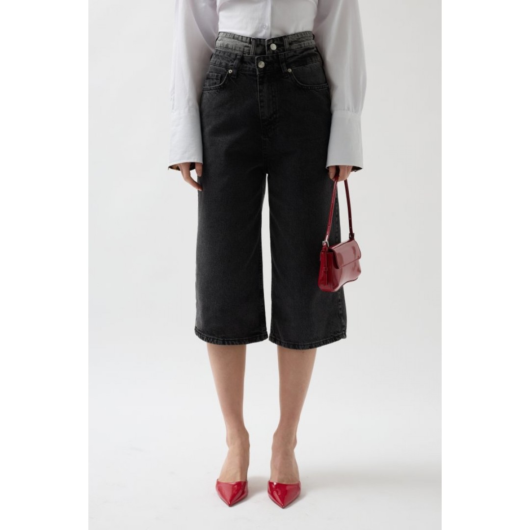 Çift Kemerli Bermuda Denim Şort - 146414 Çift Kemerli Bermuda Denim Şort - 146414