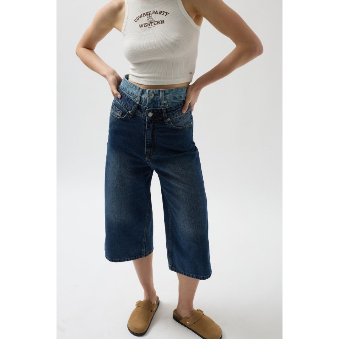 Çift Kemerli Bermuda Denim Şort - 146415 Çift Kemerli Bermuda Denim Şort - 146415