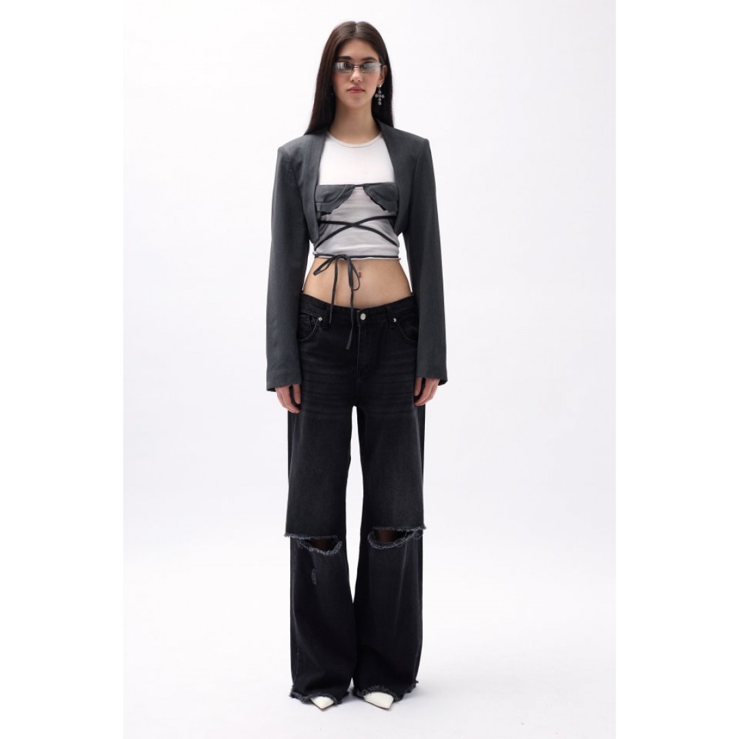 Göğüs Bra Detay Crop Ceket - 146417 Göğüs Bra Detay Crop Ceket - 146417