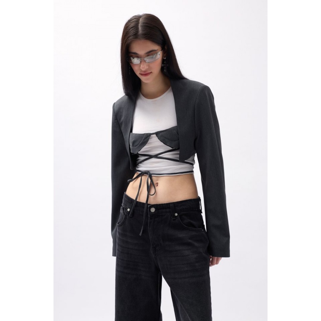 Göğüs Bra Detay Crop Ceket - 146417 Göğüs Bra Detay Crop Ceket - 146417
