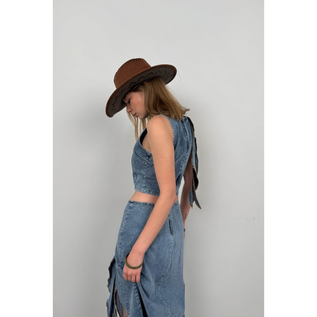Fırfır Detay Denim Bluz 146443 Fırfır Detay Denim Bluz 146443