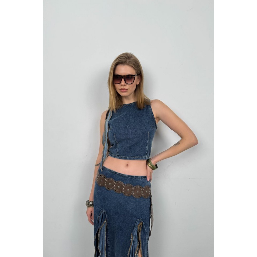 Fırfır Detay Denim Bluz 146444