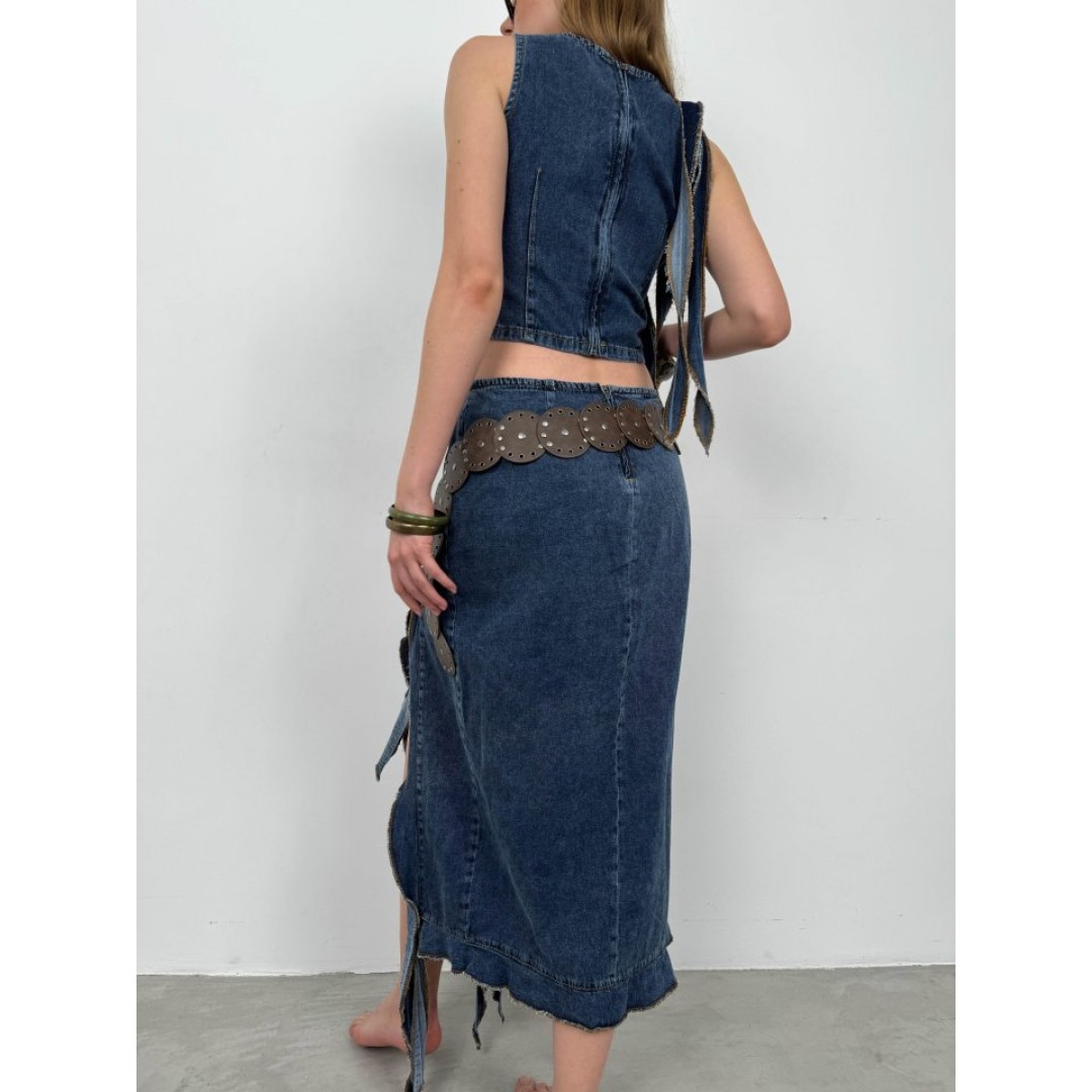 Fırfır Detay Denim Bluz 146444