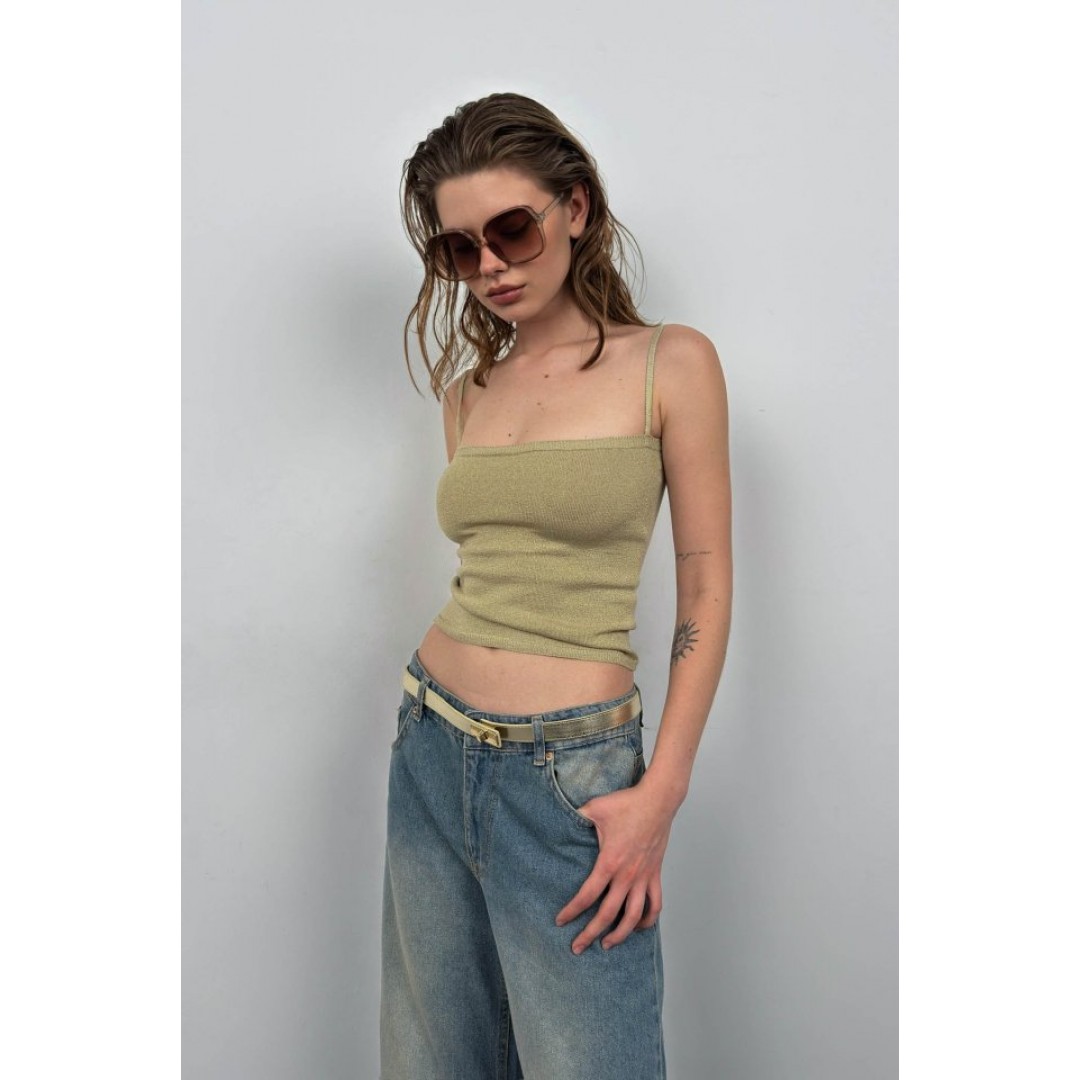 Askı Detay Parlak Triko Bluz - 146475 Askı Detay Parlak Triko Bluz - 146475