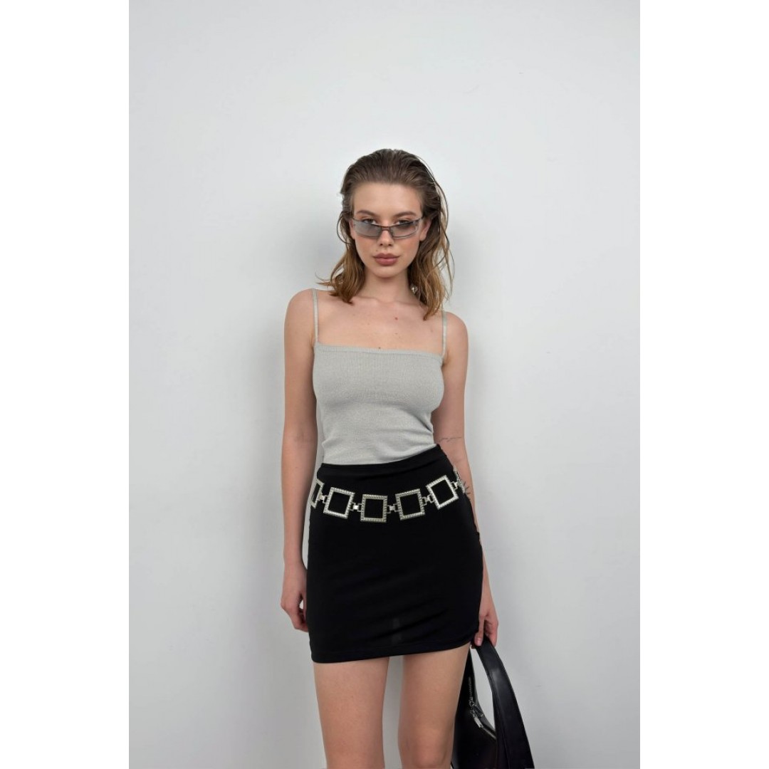 Askı Detay Parlak Triko Bluz - 146476 Askı Detay Parlak Triko Bluz - 146476