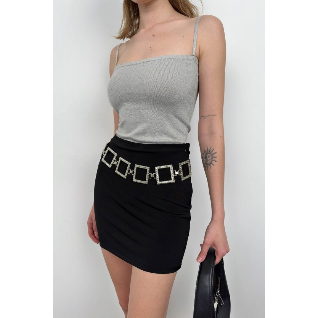 Askı Detay Parlak Triko Bluz - 146476 Askı Detay Parlak Triko Bluz - 146476