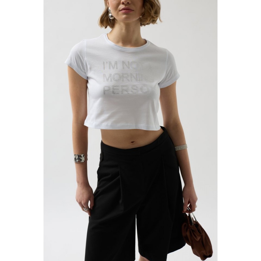 Taş Detay Crop T-Shirt 146490 Taş Detay Crop T-Shirt 146490