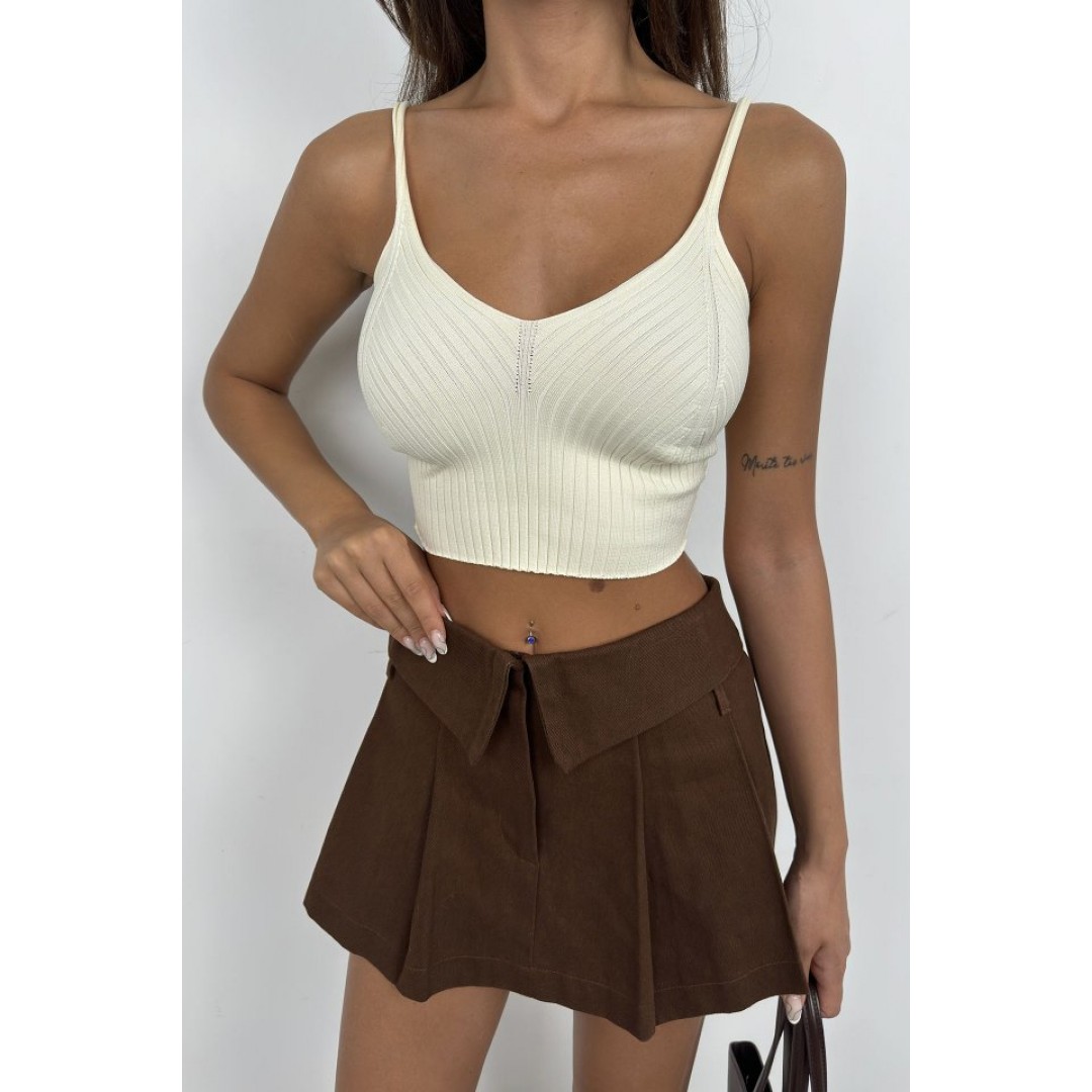 V Yaka Crop Bluz 146594 V Yaka Crop Bluz 146594