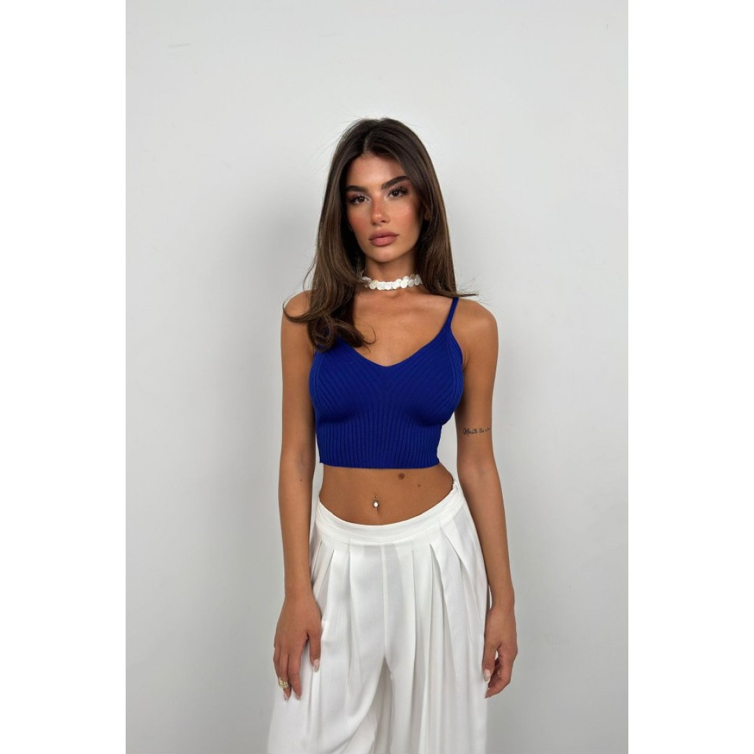 V Yaka Crop Bluz 146596 V Yaka Crop Bluz 146596