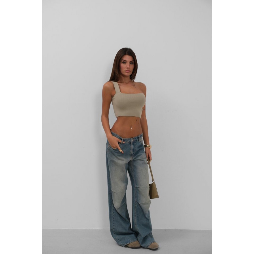 Tek Omuz Crop Bluz 146598 Tek Omuz Crop Bluz 146598