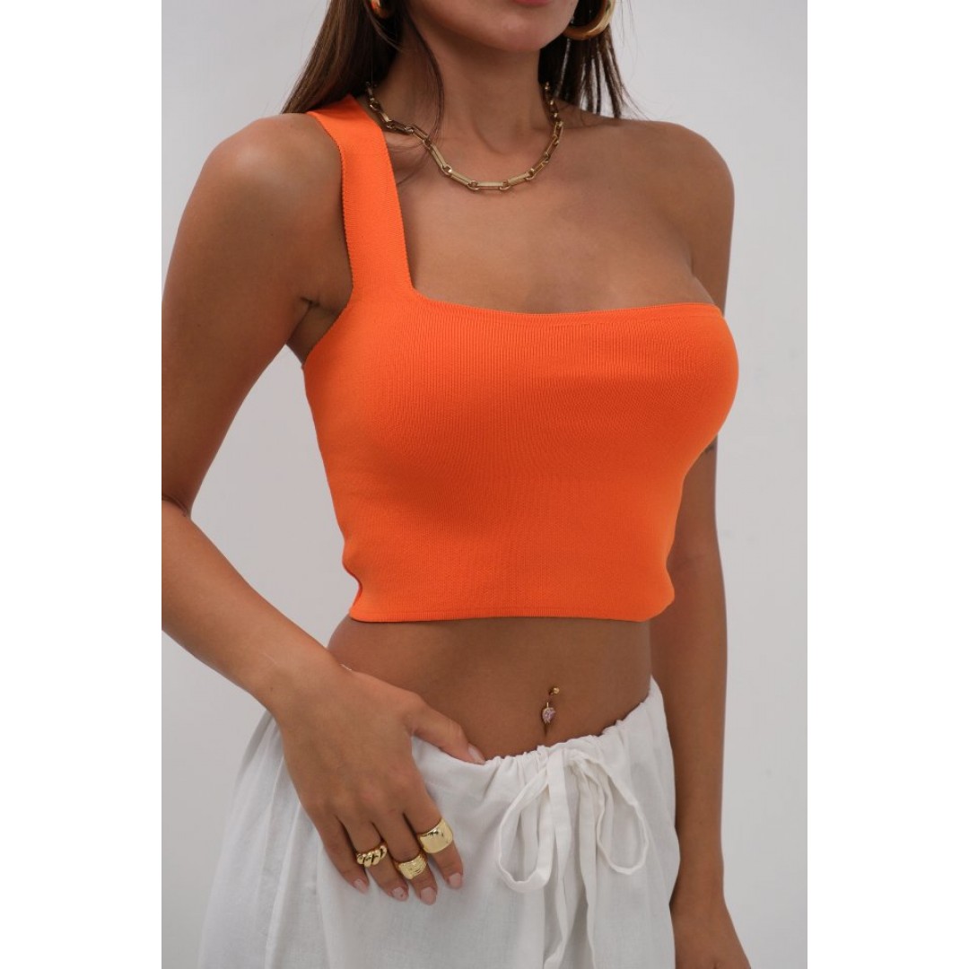 Tek Omuz Crop Bluz - 146603 Tek Omuz Crop Bluz - 146603