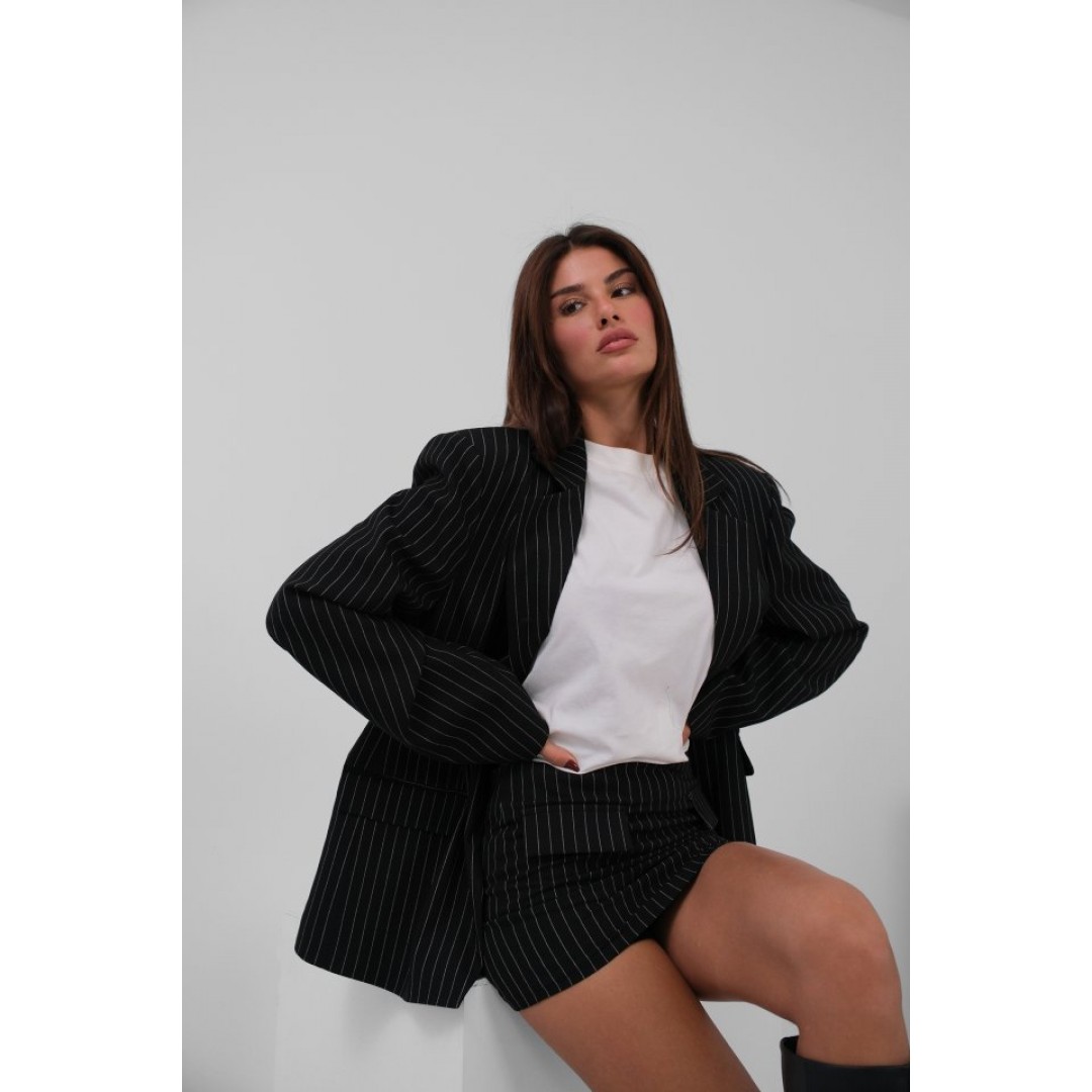 Cepli Çizgili Mini Etek 146624