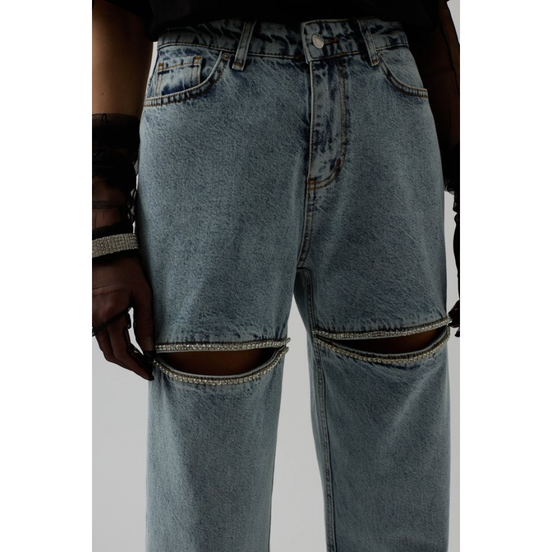 Bacak Dekolteli Taşlı Jean - 146634 Bacak Dekolteli Taşlı Jean - 146634
