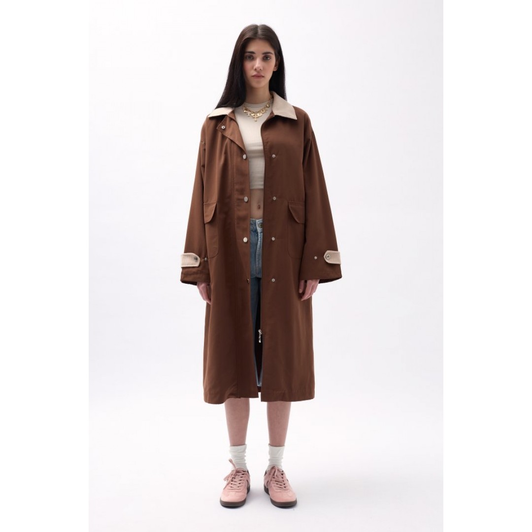 Yaka Detaylı Oversize Trençkot 146638 Yaka Detaylı Oversize Trençkot 146638