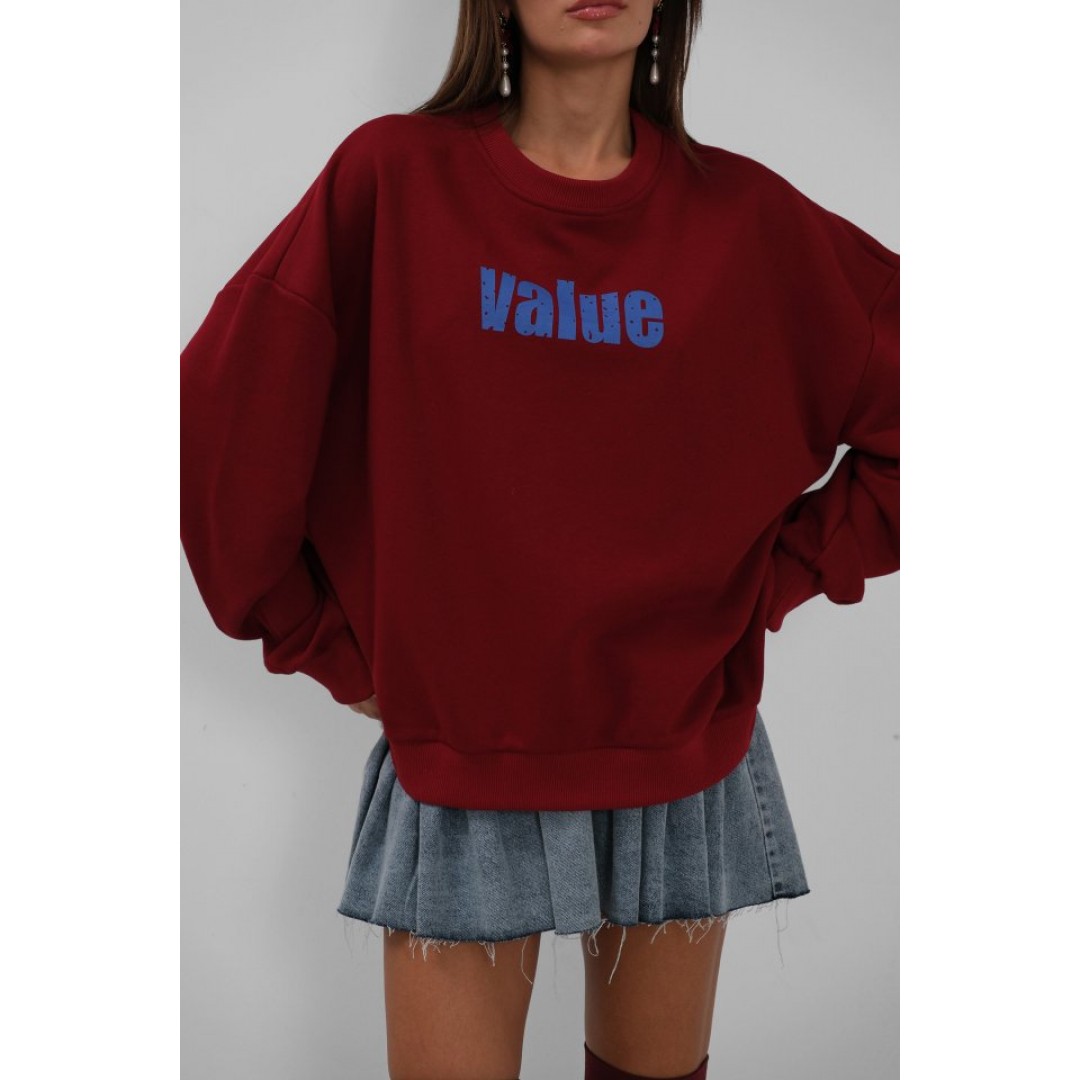 Baskılı Sıfır Yaka Oversize Sweatshirt 146664 Baskılı Sıfır Yaka Oversize Sweatshirt 146664